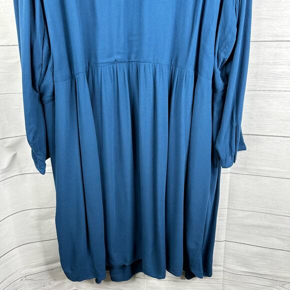 Old Navy Womens size 3X Long Sleeve Pleated Pintuck Tunic Dress Blue - Picture 6 of 10